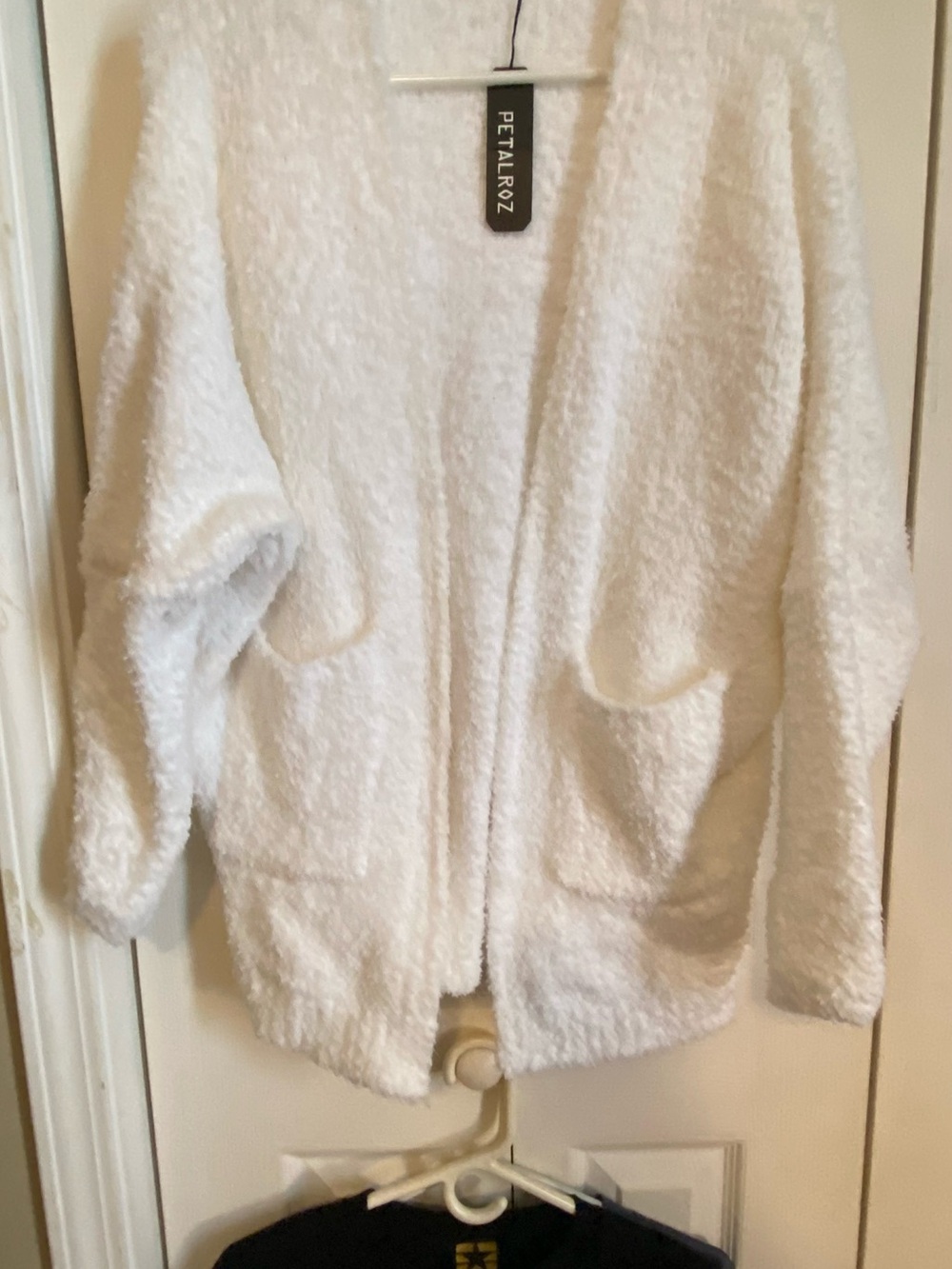 Petal & Roz Cozy Open-Front Cream Textured Cardigan